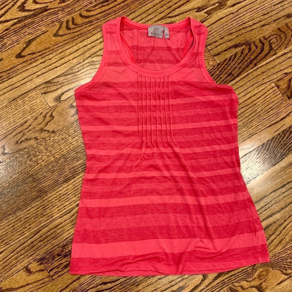 ATHLETA Coral Pintuck Striped Tank Top EUC S